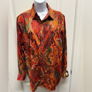 Lauren, Ralph Lauren women’s vibrant Paisley, button-down blouse, cotton, XL